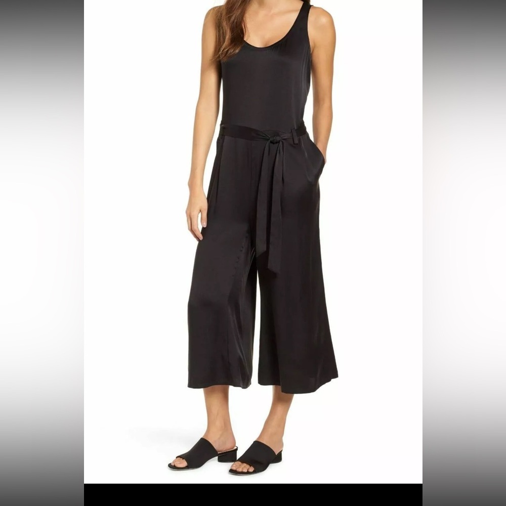 Eileen fisher scoopneck silk cropped jumpsuit size medium